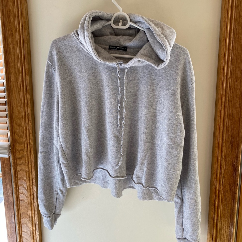 Brandy Melville Cropped Gray Hoodie